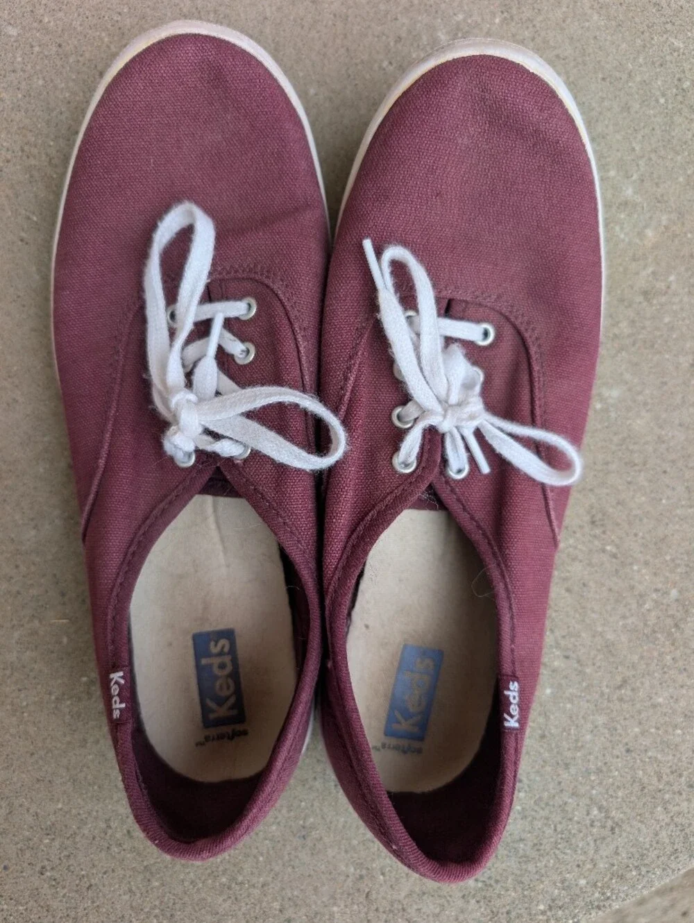 Keds Women's Canvas Sneaker in Maroon with White Laces